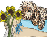 Dog & Sunflowers